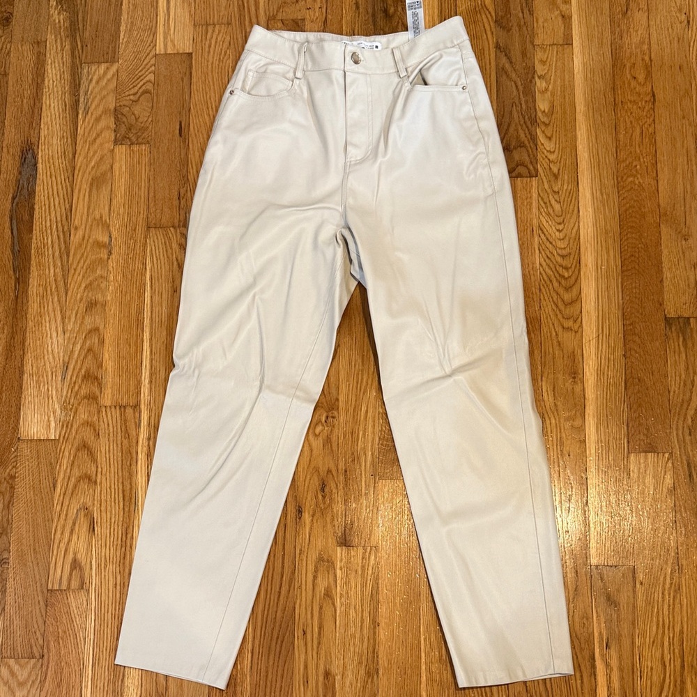 Zara leather Stylish Cream Pants
